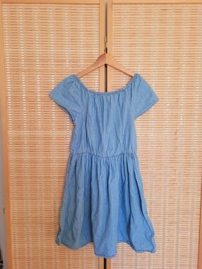 Place Light Blue Off-Shoulder Chambray Dress for Girls